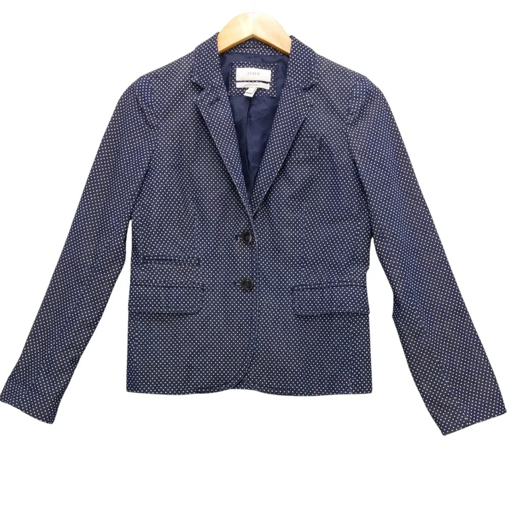 J. Crew Schoolboy Navy Polka‎ Dot Blazer Women's Size 0
